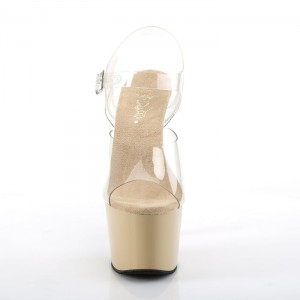 Beige Pleaser Adore-708 Women's Sandals | IY4529108