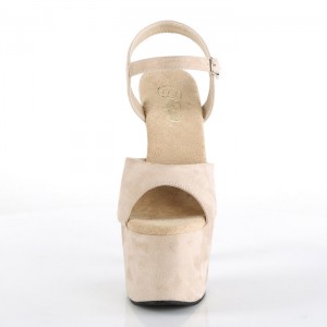 Beige Pleaser Adore-709FS Women's Sandals | XA1072536