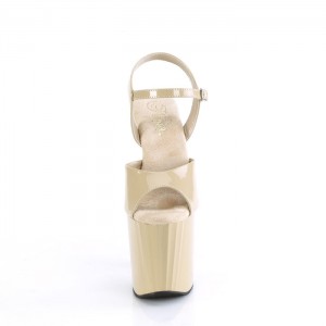 Beige Pleaser Enchant-709 Women's Sandals | WV8651234