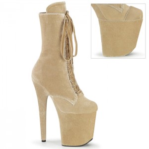 Beige Pleaser Flamingo-1045VEL Women's Boots | XP7641923