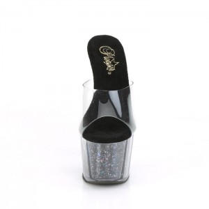 Black Pleaser Adore-701CG Women's Slides | US4079631