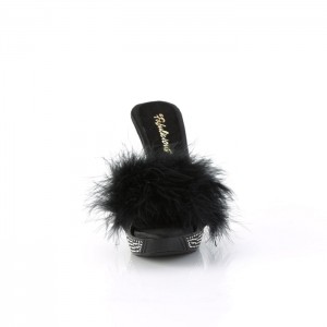 Black Pleaser Elegant-401F Women's Slides | TX0154837