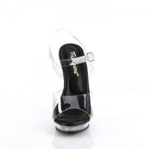 Black Pleaser Lip-108 Women's Sandals | QI2547398