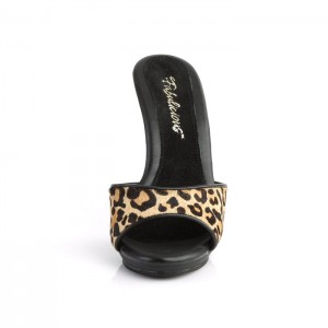 Black Pleaser Poise-501FUR Women's Slides | NT3874065