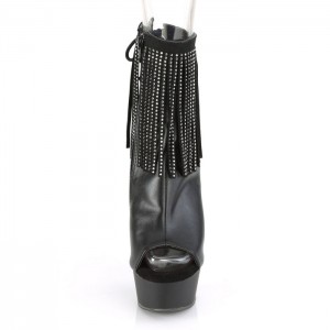 Black / Black Pleaser Delight-1018RSF Women's Boots | PI7621304