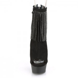 Black / Black Pleaser Delight-1018RSF Women's Boots | PD6204531