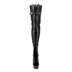 Black / Black Pleaser Delight-3025ML Women's Boots | TJ6930217