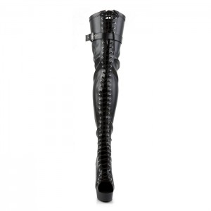 Black / Black Pleaser Delight-3025 Women's Boots | SX8649172