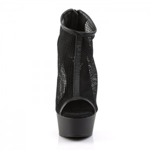 Black / Black Pleaser Delight-600-12 Women's Boots | SR9523640