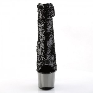 Black / Grey Pleaser Adore-1008SQ Women's Boots | PR9764810