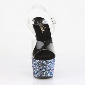 Black / Multicolor Pleaser Bejeweled-708MS Women's Sandals | ZS5310487