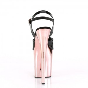 Black / Rose / Gold Pleaser Flamingo-809 Women's Sandals | YQ7968241