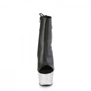 Black / Silver Pleaser Adore-1018LG Women's Boots | ON6479813