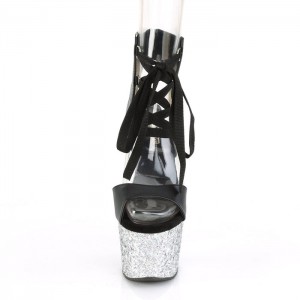 Black / Silver Pleaser Adore-700-14LG Women's Sandals | HK3486217