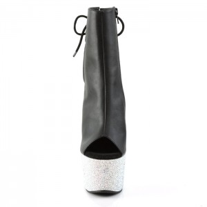 Black / Silver Pleaser Bejeweled-1018DM-7 Women's Boots | KL3748612