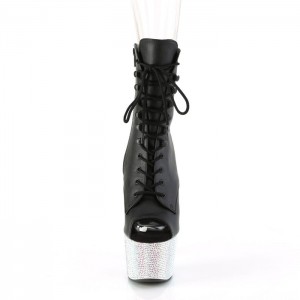 Black / Silver Pleaser Bejeweled-1021-7 Women's Boots | UR9807132