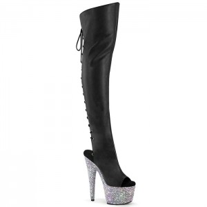 Black / Silver Pleaser Bejeweled-3019MS-7 Women's Boots | MX1695374