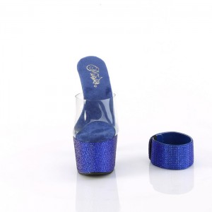 Blue Pleaser Bejeweled-712RS Women's Slides | FH0859316