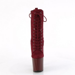 Burgundy Pleaser Enchant-1040 Women's Boots | QY9370146