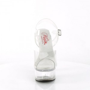 Clear Pleaser Gleam-608 Women's Sandals | HF4571630