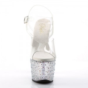 Clear Pleaser Stardance-708 Women's Sandals | MR6143258