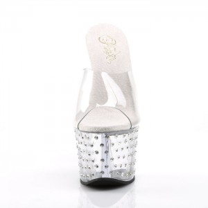 Clear Pleaser Stardust-701 Women's Slides | IX9463180