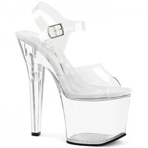 Clear Pleaser Treasure-708RAD Women's Sandals | FY6810795