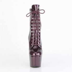 Eggplant Glitter Patent Pleaser Adore-1020GP Women's Boots | ZM1782406