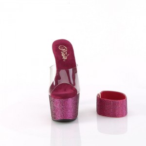 Fuchsia Pleaser Bejeweled-712RS Women's Slides | IZ7034925