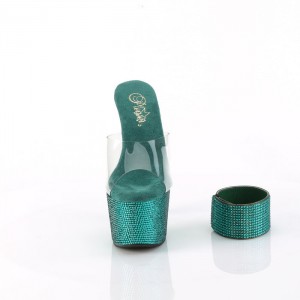 Green Pleaser Bejeweled-712RS Women's Slides | OQ4915320