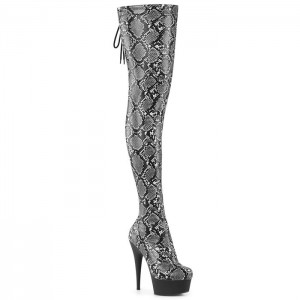 Grey / Black / Snake / Black Pleaser Delight-3008SP-BT Women's Boots | XU4126309