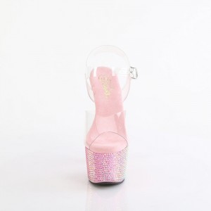 Pink Pleaser Bejeweled-708RRS Women's Sandals | TE7631820