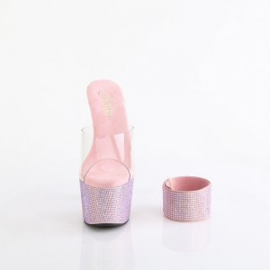 Pink Pleaser Bejeweled-712RS Women's Slides | XN2469135