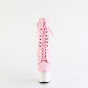 Pink / White Pleaser Adore-1020 Women's Boots | HI9436217