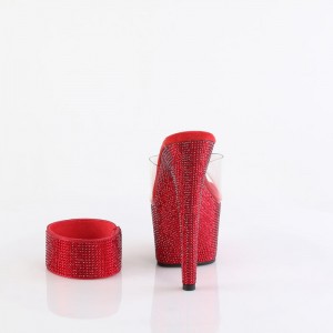 Red Pleaser Bejeweled-712RS Women's Slides | OU4316598