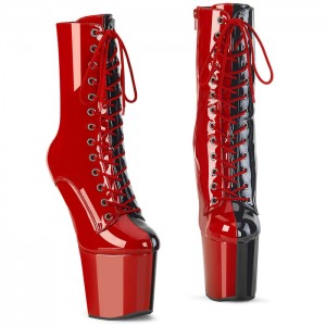 Red / Black Pleaser Craze-1040TT Women's Boots | OZ7231869