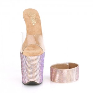 Rose / Gold Pleaser Bejeweled-812RS Women's Slides | QY6403172