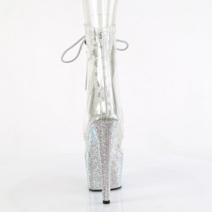 Silver Pleaser Bejeweled-1021C-7 Women's Boots | LD6593701