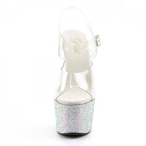 Silver Pleaser Bejeweled-708DM Women's Sandals | BF0258639