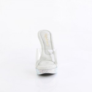 Silver Pleaser Cocktail-501DM Women's Slides | VU2817049