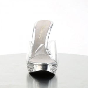 Silver Pleaser Elegant-401 Women's Slides | AD9870614