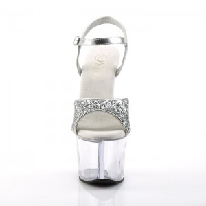 Silver Pleaser Sky-310 Women's Sandals | HL5372619