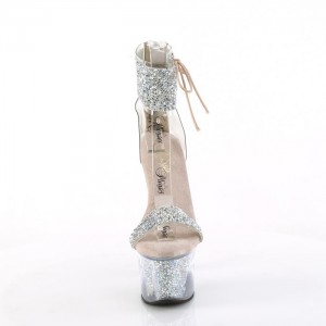 Silver / Beige / Silver Pleaser Sky-327RSI Women's Sandals | PT4738169