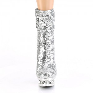 Silver / Silver Pleaser Blondie-R-1009 Women's Boots | UI6802493