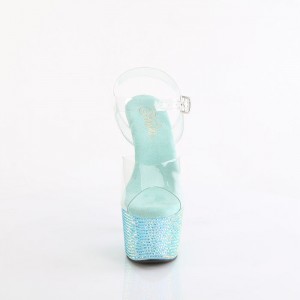 Turquoise Pleaser Bejeweled-708RRS Women's Sandals | WD1395728