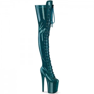 Turquoise Pleaser Flamingo-3020GP Women's Boots | XH4872305