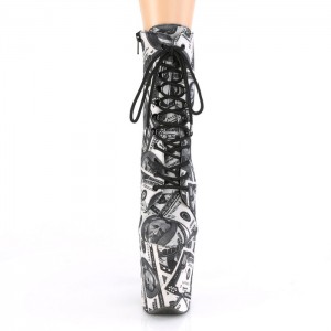 White / Black Pleaser Flamingo-1020DP Women's Boots | KO0839165