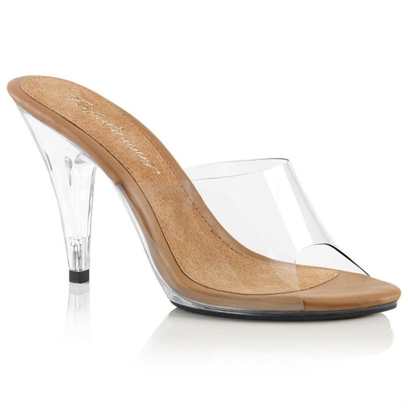 Beige Pleaser Caress-401 Women's Slides | AS6584201