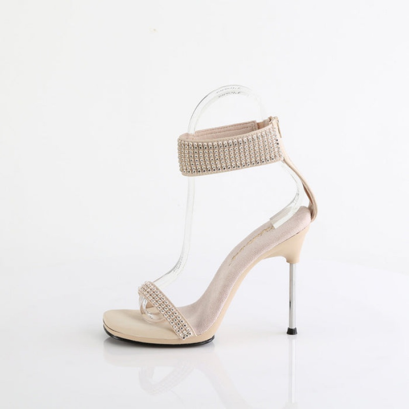 Beige Pleaser Chic-40 Women's Sandals | UT5036174