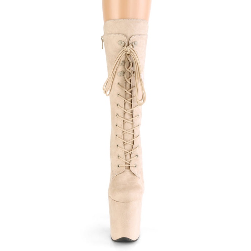 Beige Pleaser Flamingo-1050FS Women\'s Boots | RM6274815